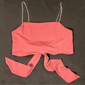 Forever 21 Pink Rhinestone Straps Crop Top Size Small